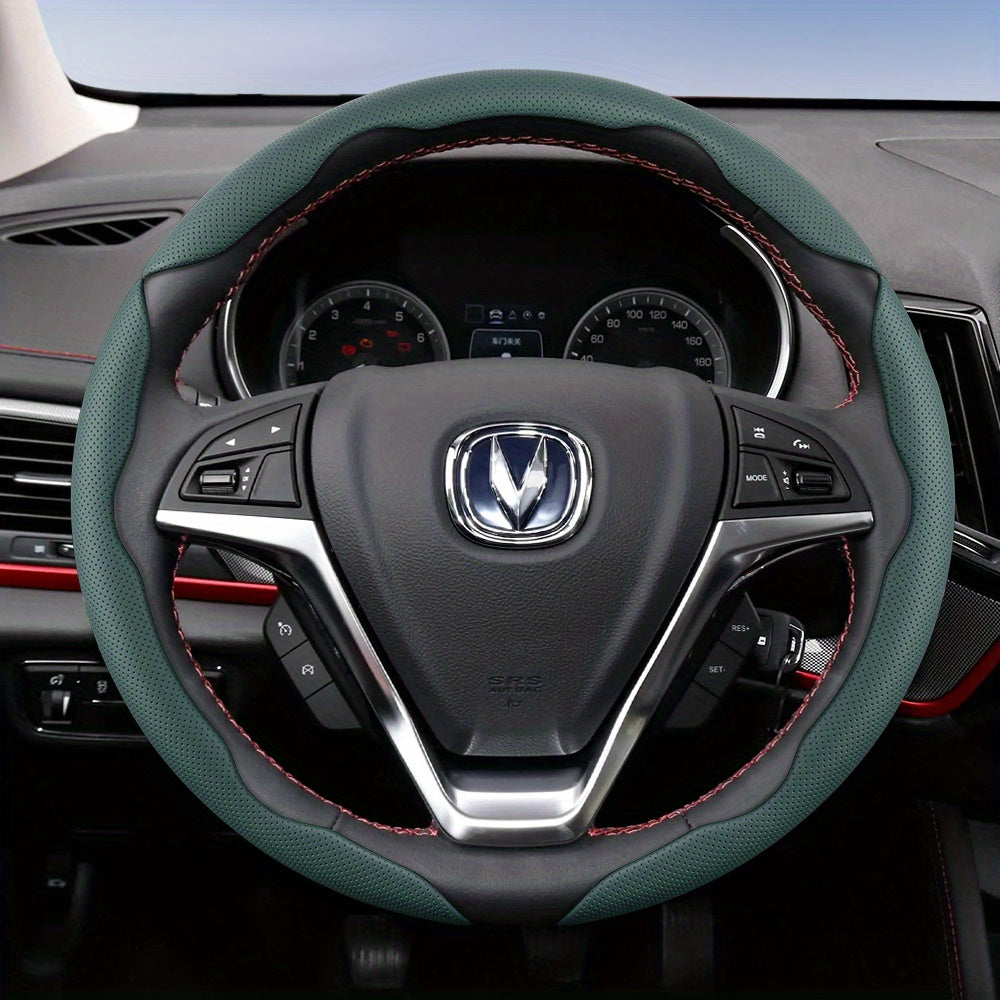 Universal Breathable Faux Leather Steering Wheel Cover Non-Slip Durable For All Seasons