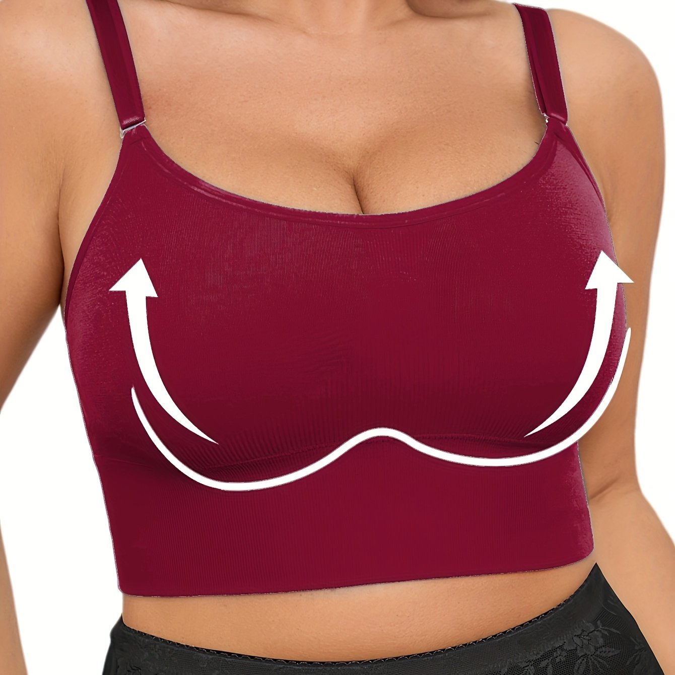 Women's Plus Size Seamless Wireless Sports Bra with Adjustable Straps