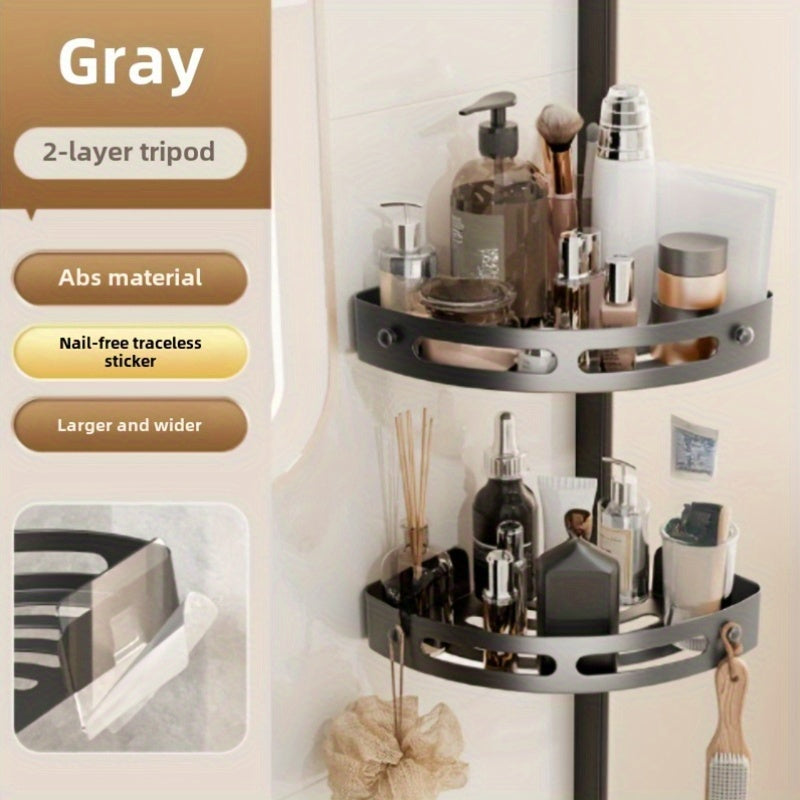 2 ta burchakli dush caddisi to'plami, oson o'rnatiladigan yopishqoq hammom tashkilotchisi, plastikdan tayyorlangan mustahkam zanglamaydigan devorga o'rnatiladigan javon, dushni tashkil etish uchun 2 ta osma mavjud, elektr quvvati talab qilinmaydi.