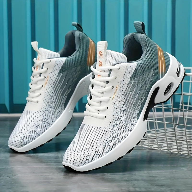 Men's Color-Blocked Breathable Lace-Up Running Shoes for Outdoor Activities