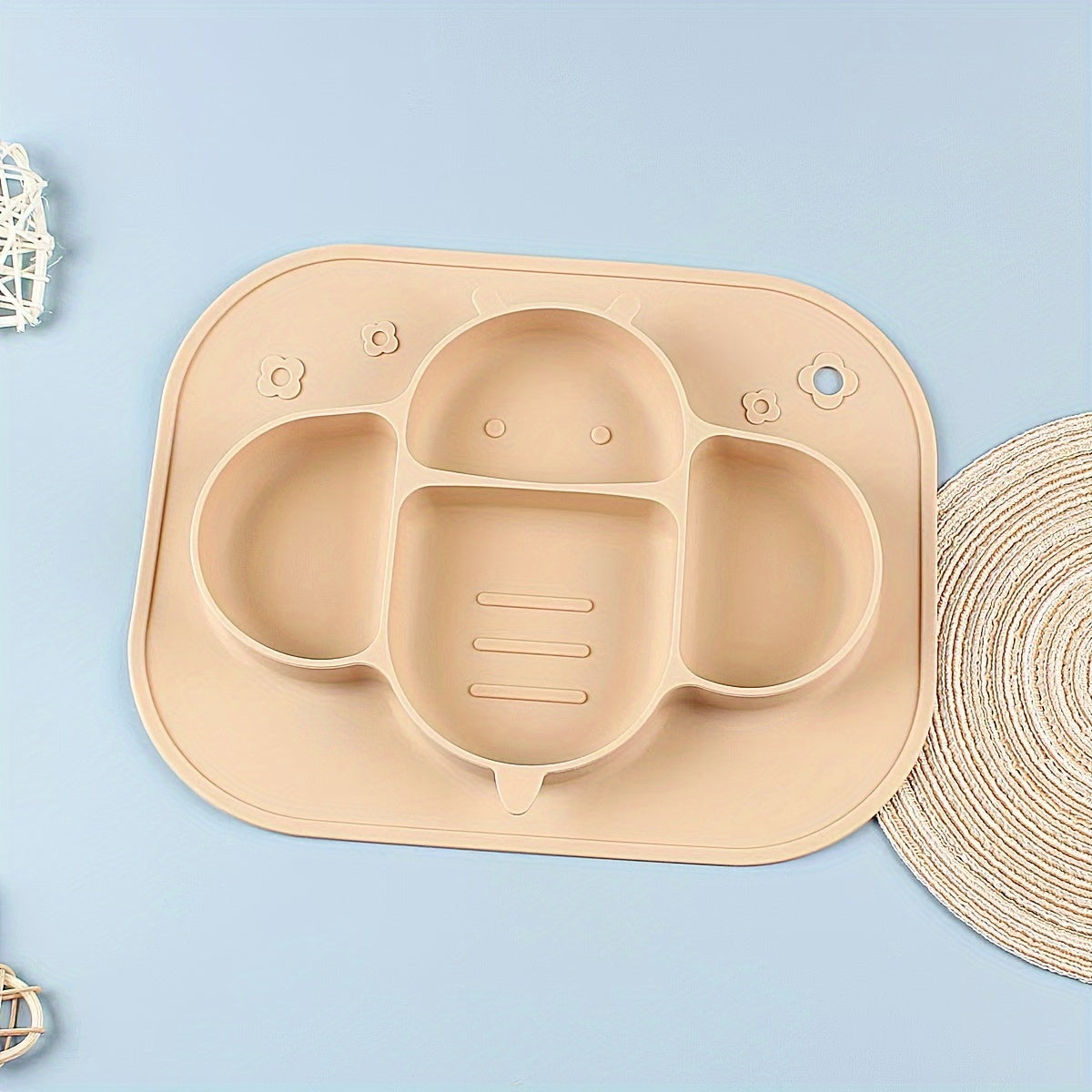 Children's Silicone Dinner Plate with Animal Patterns, High Temperature Resistant, Easy to Clean