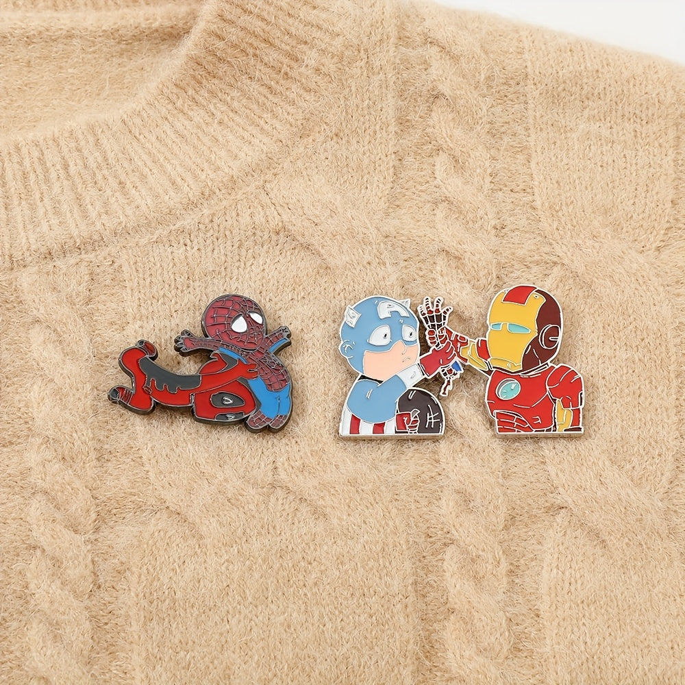 Cartoon Character Enamel Pins Deadpool and Iron Man Metal Badges for Clothing and Backpacks