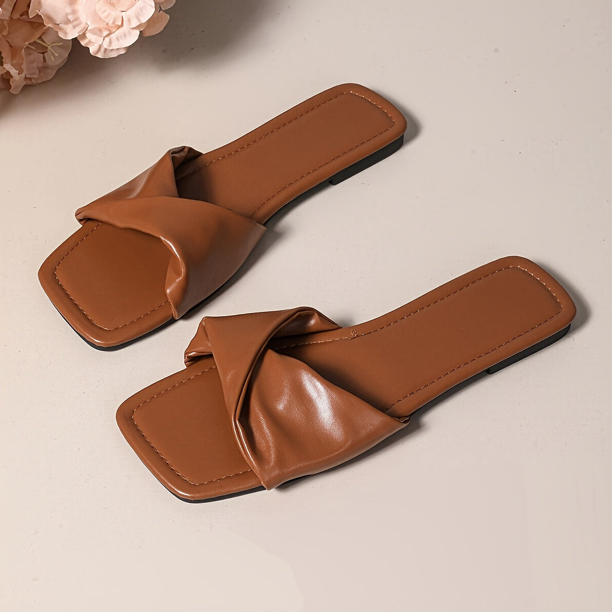 Women's Flat Sandals Folded Soft Flat Heels Summer Slip-On Shoes