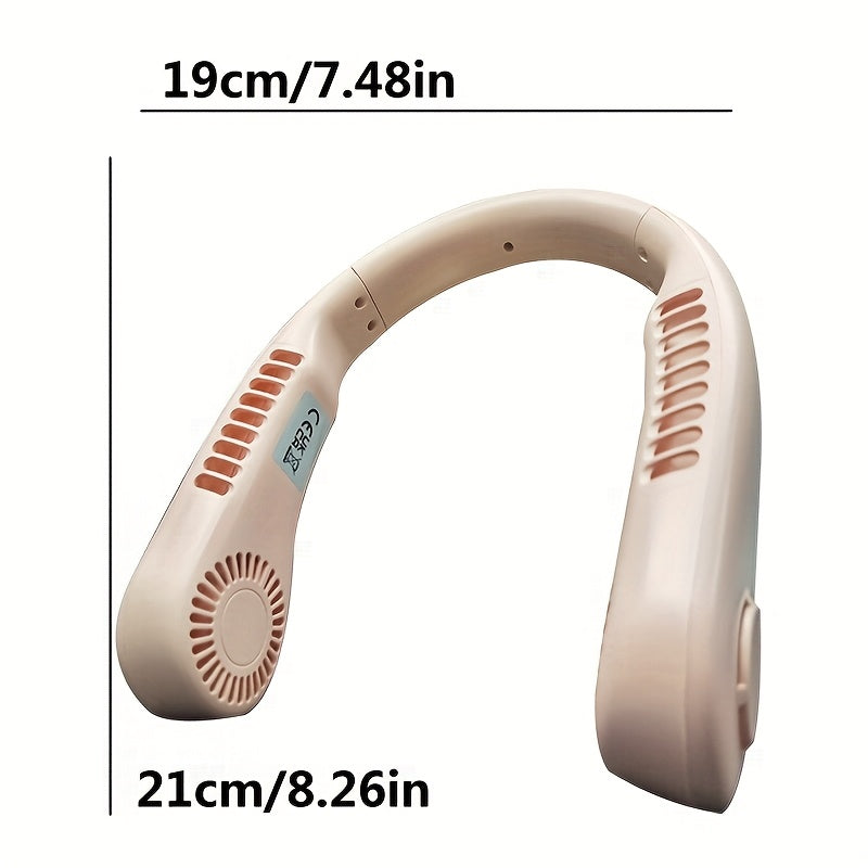 Large Diameter No-Blade Neck Fan with 5 Speed USB Rechargeable 360° Cooling