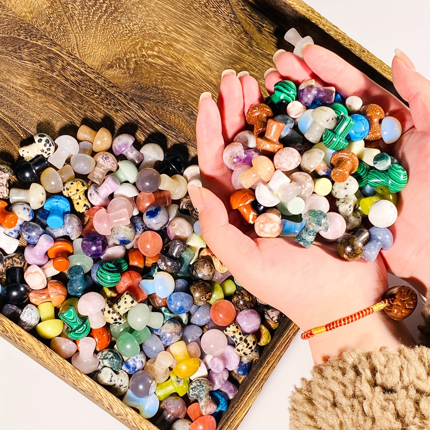 Juego de 5/10/20 mini cristales de cuarzo natural en forma de seta para decoración del hogar y regalos