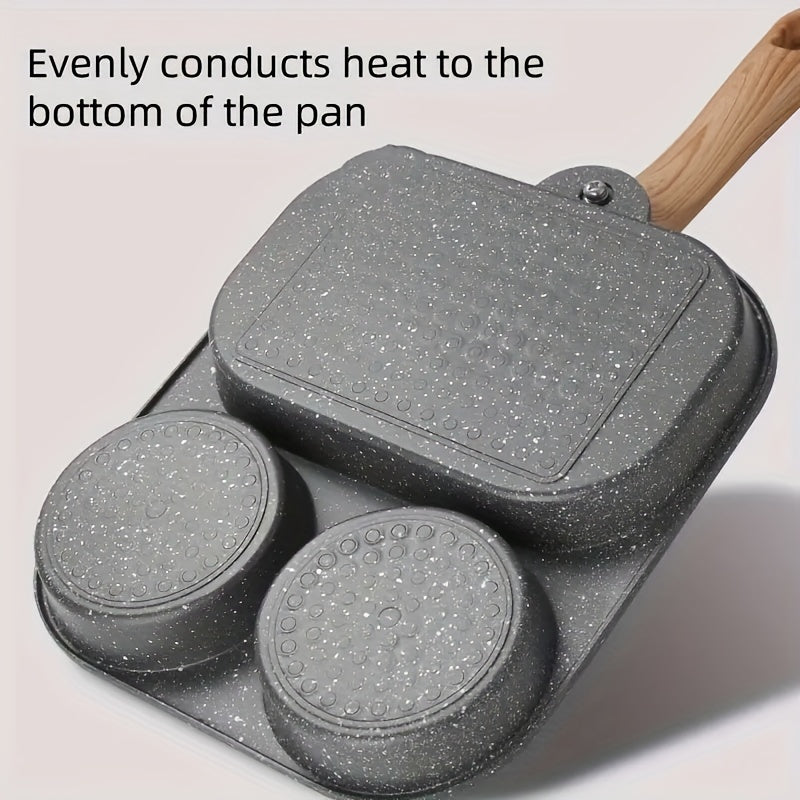 3-in-1 Non-stick nonushta qovurilgan pan, omletlar, pelmeni, bifshteks, oson tozalash, uy va ochiq havoda pishirish