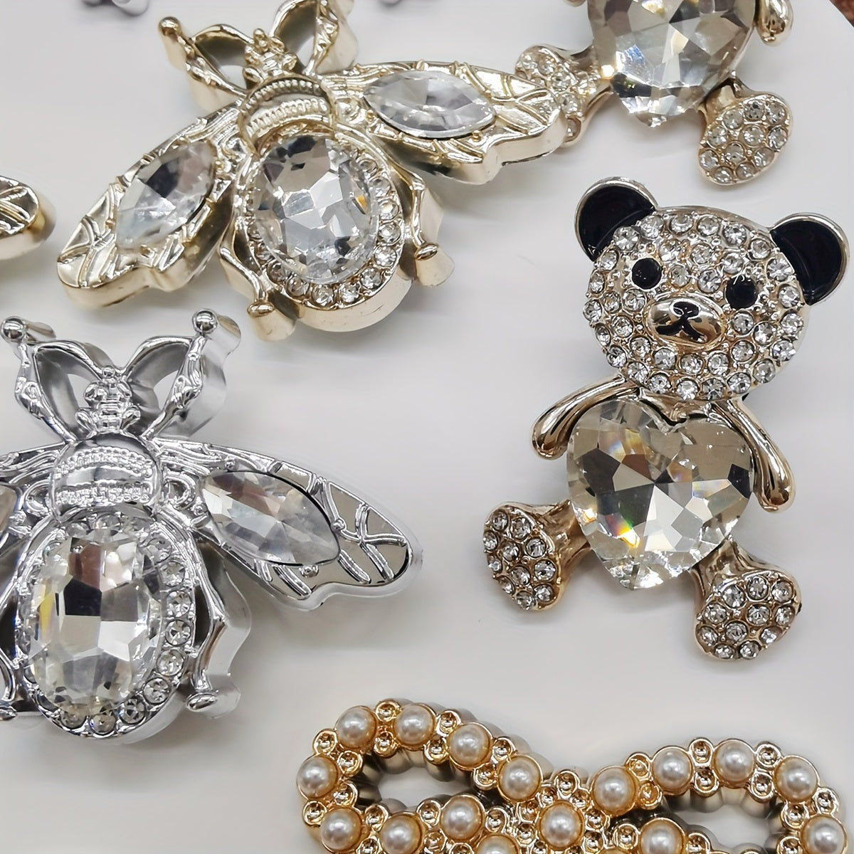 Women ABS Resin Heart Bear Shoe Charms Rhinestone Decor Bling Accessories