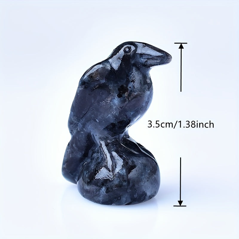 Mini Crystal Jewelry Ornament Made from Natural Carved Obsidian Raven Quartz for Home Decor