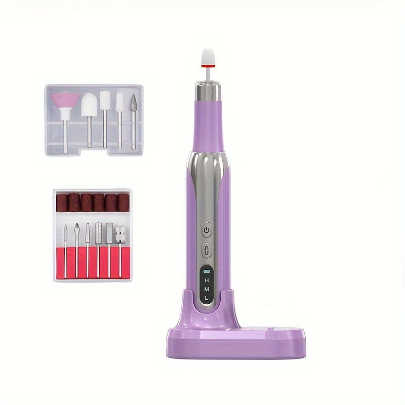Portable Electric Nail Drill with USB Charging 3-Speed Low Noise Manicure Pedicure Tool