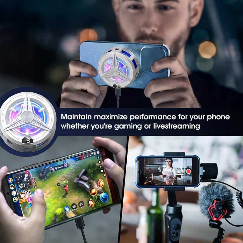 Портативный магнитный охладитель с цифровым дисплеем, тихий вентилятор для мобильных игр и прямых трансляций, питается от USB, совместим со всеми телефонами и ноутбуками, пластиковая конструкция.