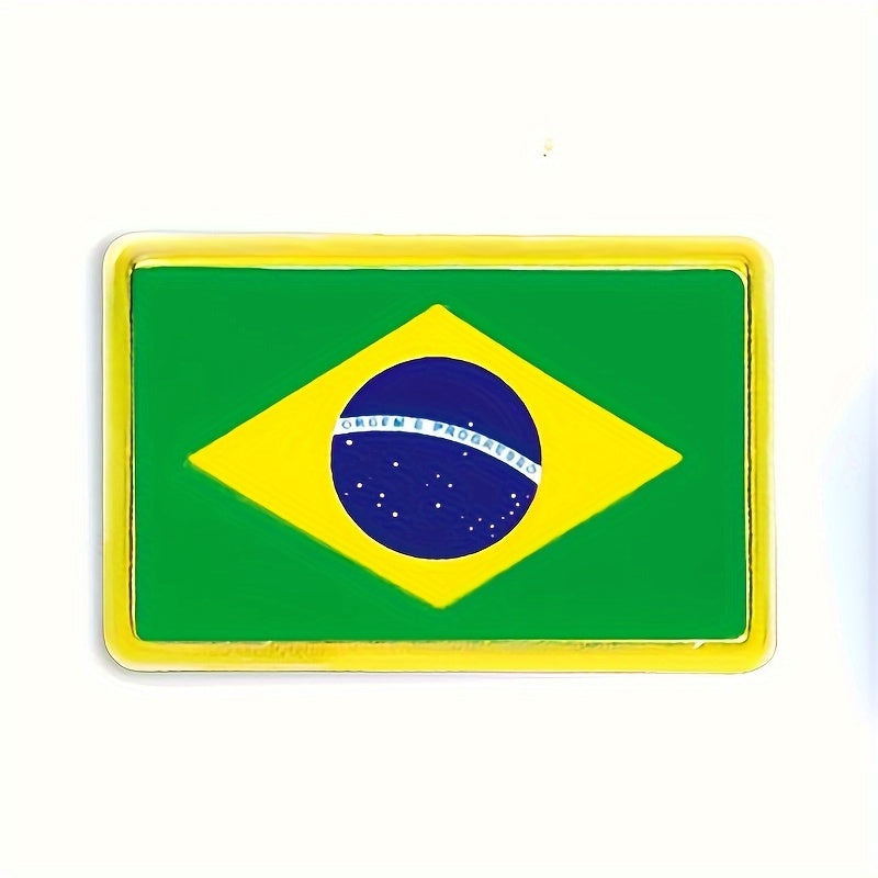 Vintage uslubidagi 20 ta Braziliya bayrog'i emal pinlari, kvadrat qotishma broshlar, ayollar uchun qiziqarli moda aksessuarlar