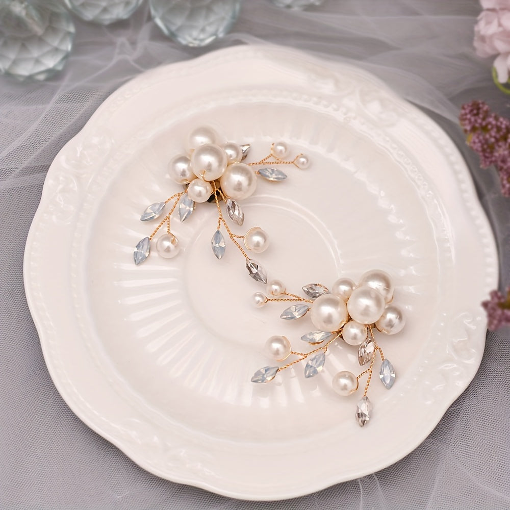 Pearl and Rhinestone Shoe Clips for High Heels Bridal Wedding Accessories Detachable Pair