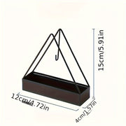 Black Metal Mosquito Coil Holder with Triangular Design and Wooden Spiral Insert