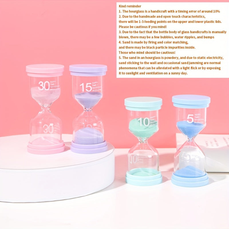 Vibrant Glass Sand Timer Set 5-30 Minutes for Games Classroom Home Office Decor