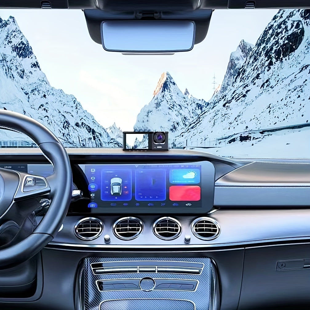 3-Channel Car Dash Cam 1080P Night Vision Loop Recording 5.08cm Screen