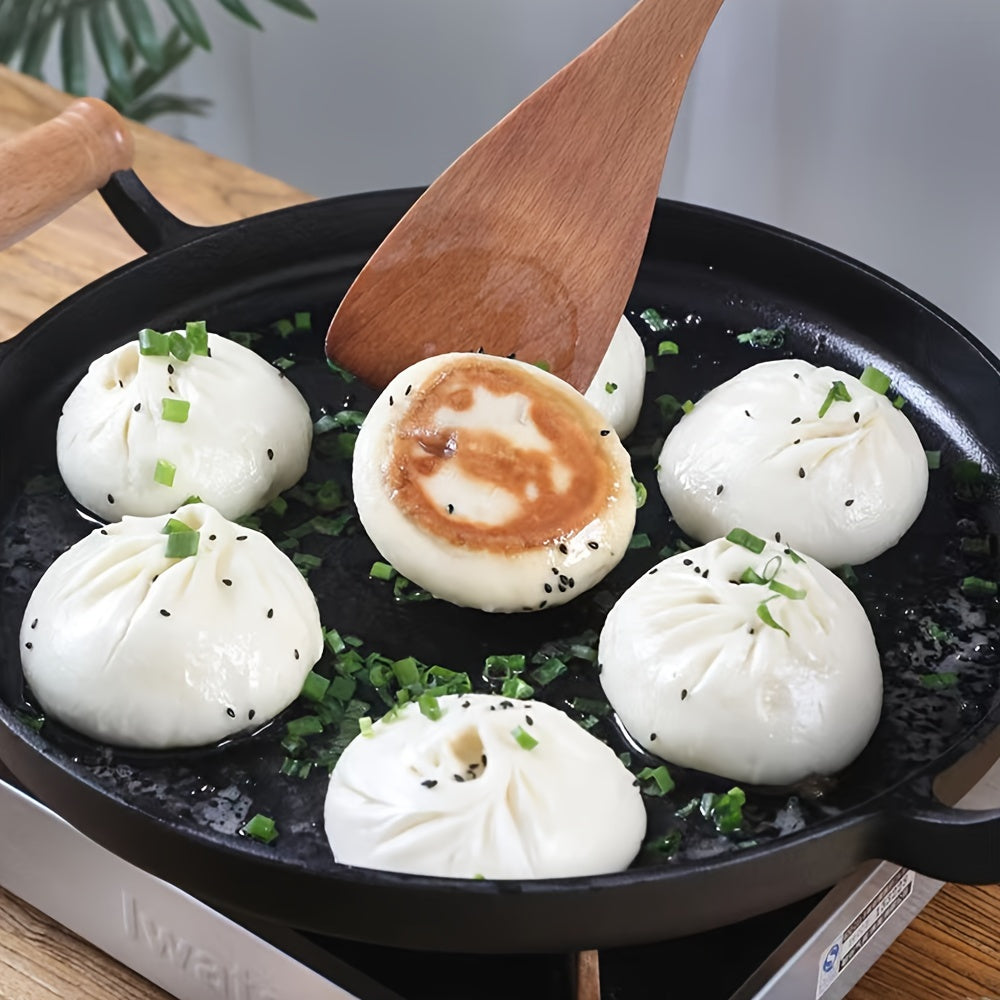 Cast Iron Skillet with Lid Non-Stick Flat Pan for Pancakes Frying Kitchen Cookware