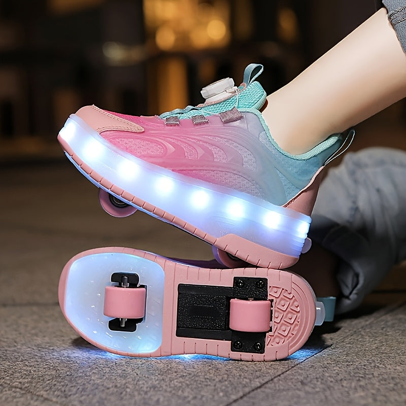 Kids LED Roller Skates with USB Rechargeable Battery Lightweight Durable Outdoor Sports