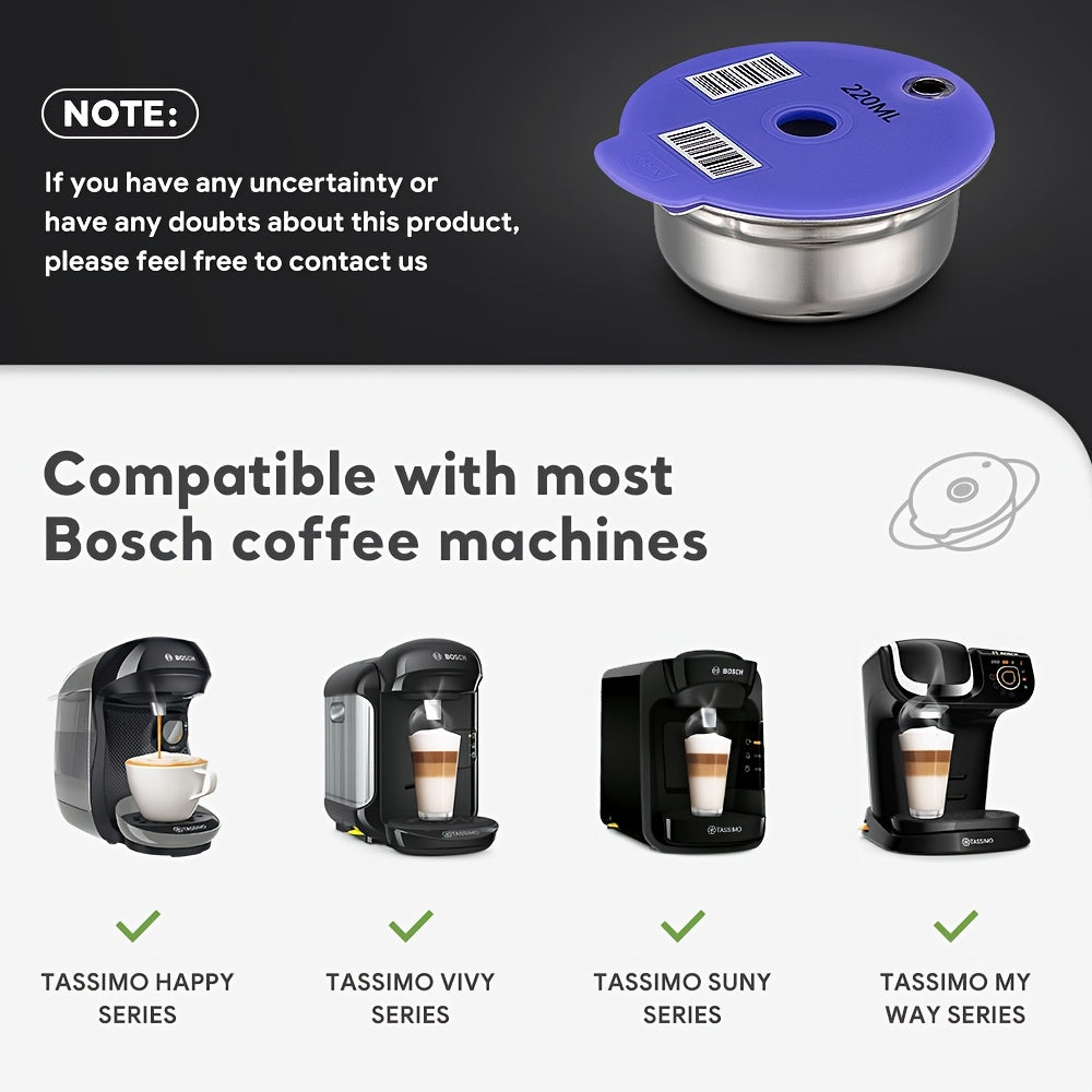 Eng yaxshi tanlov: BOSCH va Tassimo uchun zanglamas po'latdan yasalgan qayta ishlatiladigan qahva podlari - Premium Espresso filtrlar, aylanuvchi qopqoq bilan ishlaydi, qahva kapsulalari, idish
