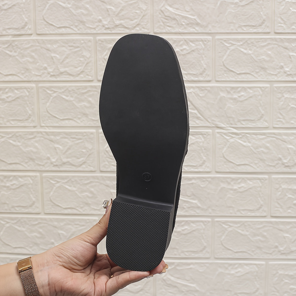 Women's Square Toe Loafers with Low Chunky Heels Slip-On Fabric All-Season