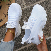 Zapatillas de malla transpirable para mujer, zapatillas ligeras de caña baja para correr con suela acolchada