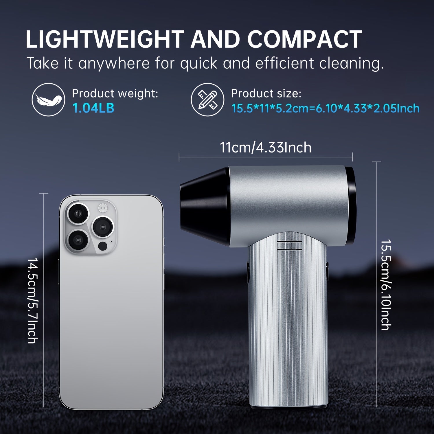 300,000 RPM Electric Air Duster Cordless 3-Speed High-Power Motor Rechargeable Metal Blower for Cleaning Keyboards Cars Home