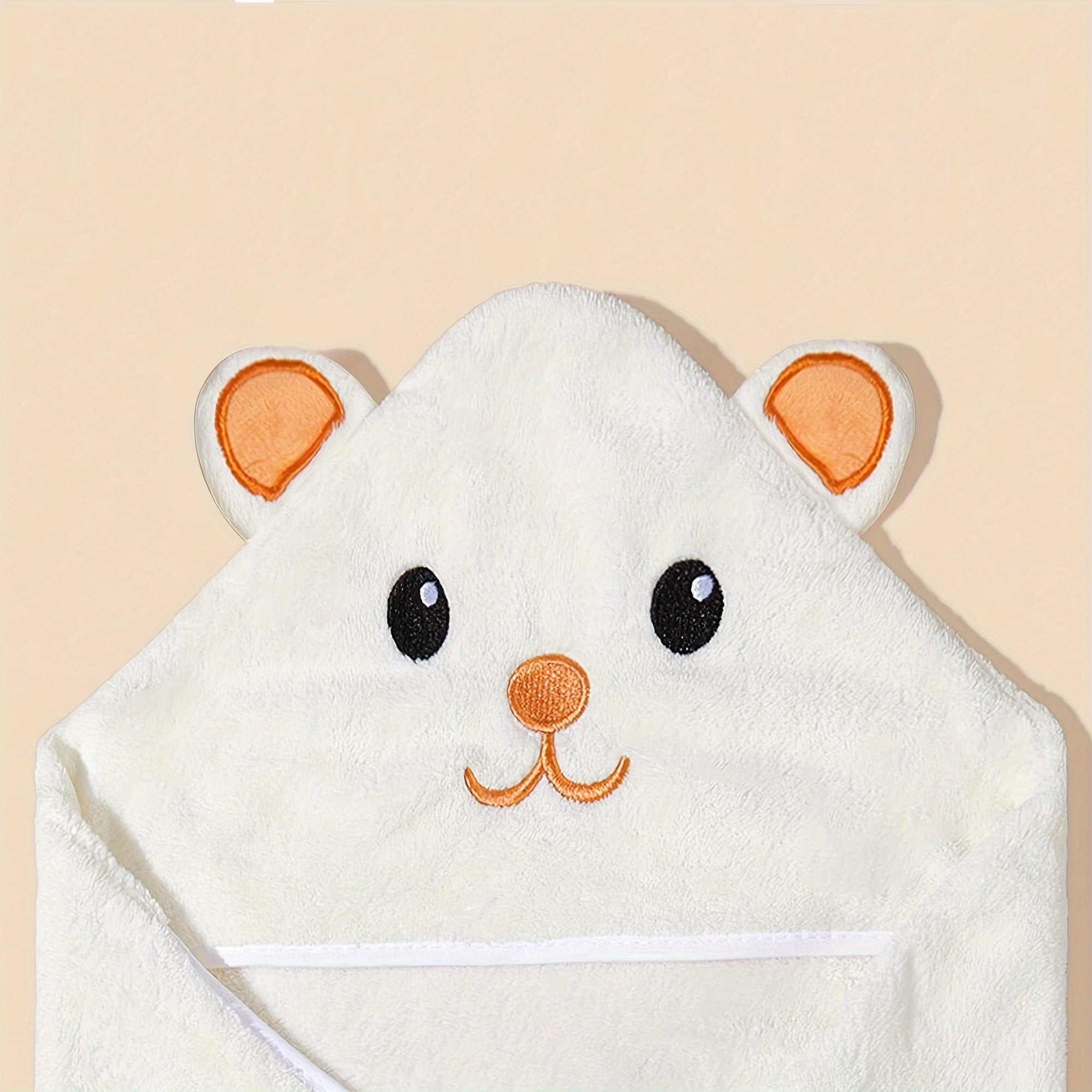 Kids Hooded Towel Soft Cozy Cartoon Animal Bath Towel for Kids White