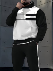 Мужская толстовка с цветными блоками и карманом кенгуру, повседневная, осень-зима, вязаное полиэстеровое