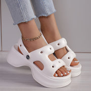 Women’s Platform Slip-On Shoes with Cushioned Sole and Open Toe