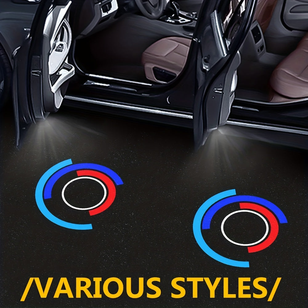 2-Piece Car Door LED Logo Projector Lights Bright White Hardwired Replacement