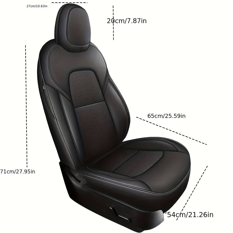 Luxury Nappa Leather Car Seat Covers Full Set for Tesla Model Y 2020-2024