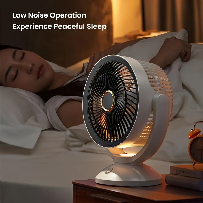 Desktop Fan with Adjustable Speed and Night Light for Office and Home