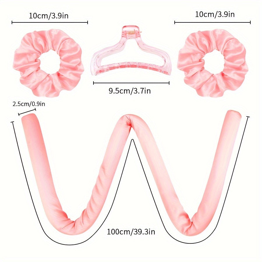 Juego de rulos sin calor para mujer con clips antideslizantes y lazos para el cabello