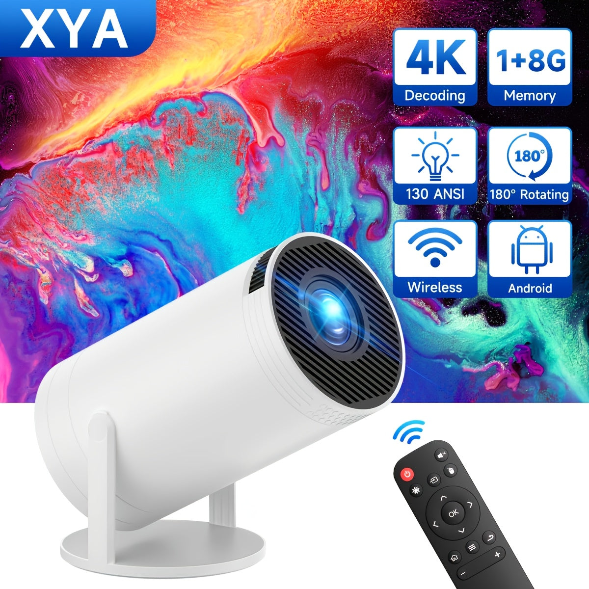 Uy kinoteatri va lager uchun HD 1080P 4K qo'llab-quvvatlovchi Mini WiFi Projektori