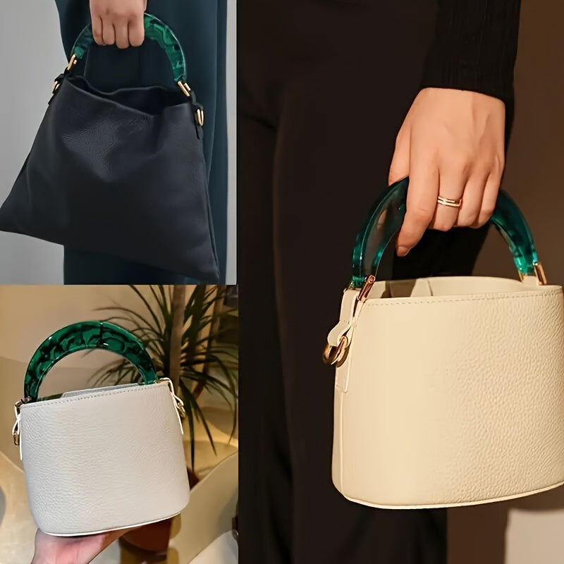 Black and Green Handbag Handle with Alloy Horseshoe Buckle for DIY Purse Accessories