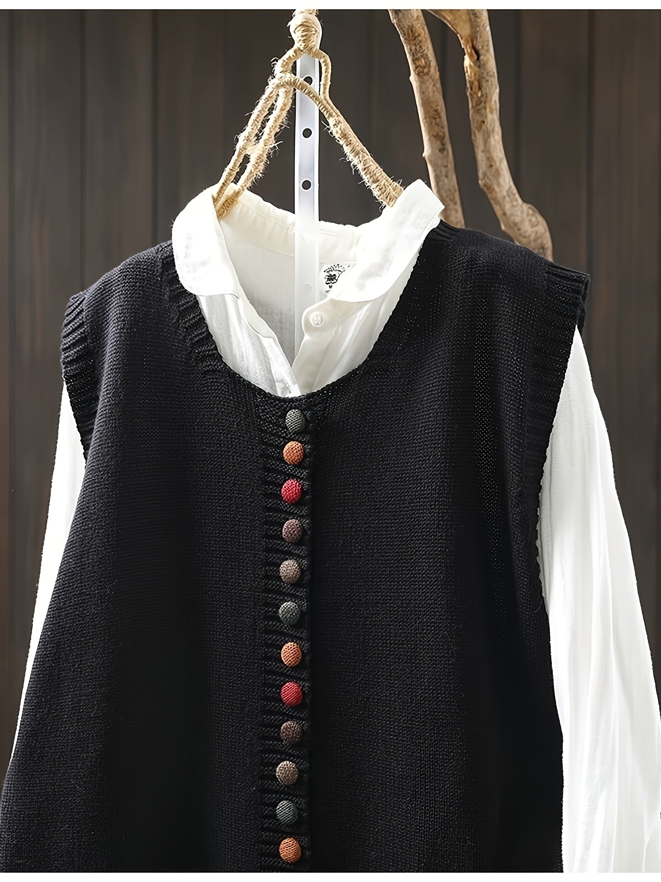 Women's Plus Size Casual Color Button Cardigan Vest