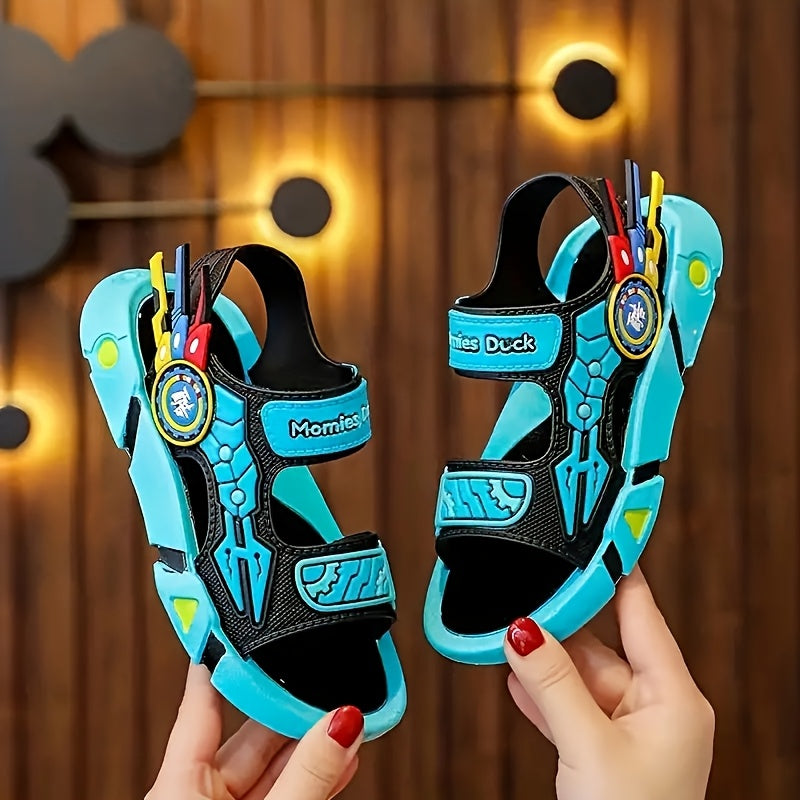 Kids Breathable Toe Sandals Non-Slip Indoor Outdoor Beach All-Season with Hook and Loop