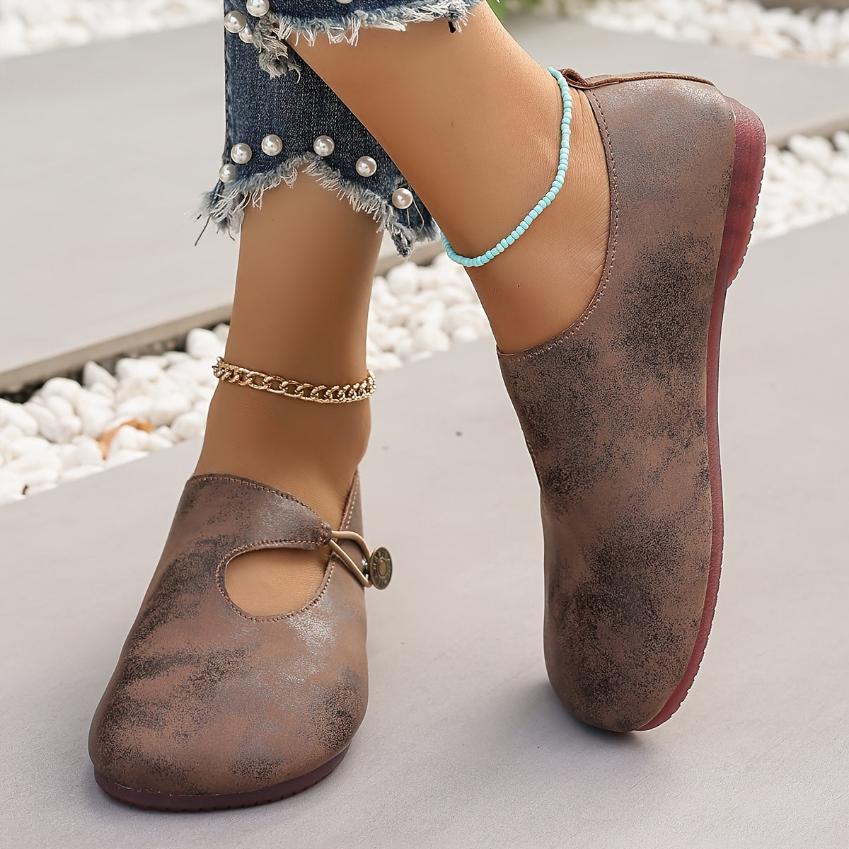 Women's Flat Shoes Slip-On All-Season Solid Color Comfort with TPR Sole