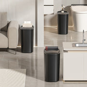 1 ta yupqa qora/oq axlat qutisi, bosish bilan ochiladigan qopqog' bilan, katta sig'imli, chiziqli dizayn, oshxona, yotoqxona, hammom uchun ideal - joyni tejovchi oval shakl, qulay qora rangli axlat qutisi