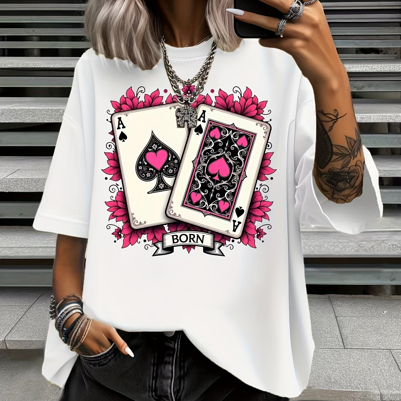 Plus Size Women's Graphic T-Shirt Black Cosplay Short Sleeve Summer Top