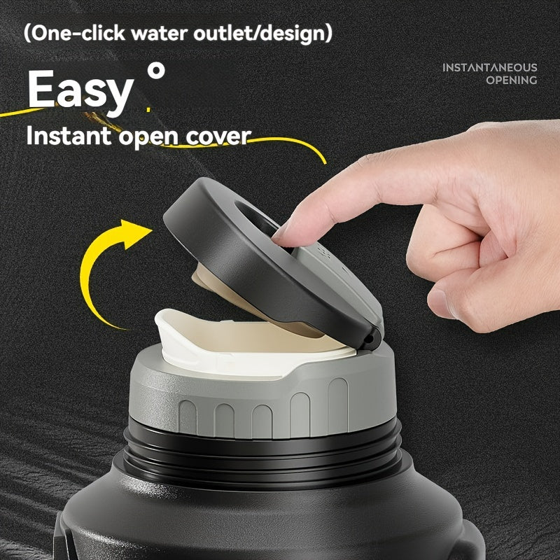 NRMEI izolyatsiyalangan zanglamas po'latdan yasalgan suv shishasi - 2000ML, Nilon tasma dizayni bilan, sayohat va ochiq havoda foydalanish uchun ideal, BPA-siz, bir marta bosish bilan ochiladigan, katta sig'imli, 14-fevral uchun mos.