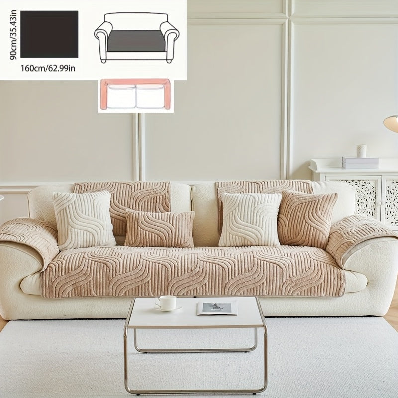 Klassik Stripe Divan qopqog'i, sirpanmaydigan, itga do'st polyester himoya, kreslo, divan, 3-4 o'rinli bo'lakli bo'lak