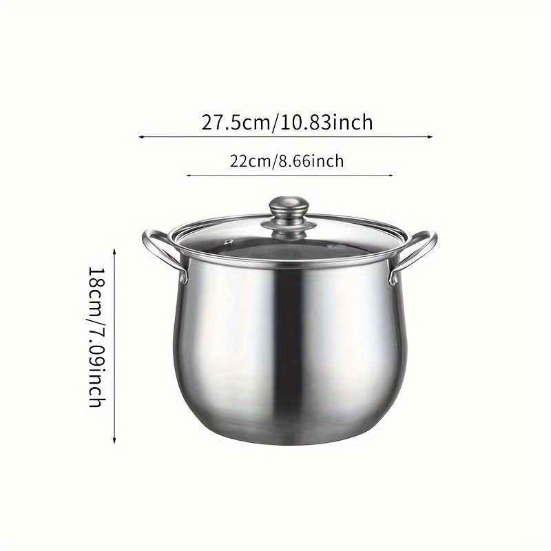 Stainless Steel Cookware Set with Glass Lids for Soups and Stews