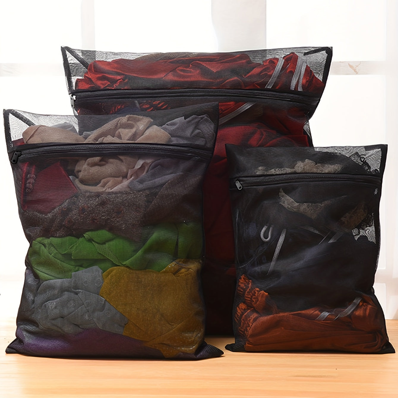 Juego de 3 bolsas de lavado extra gruesas para ropa, material de malla duradero