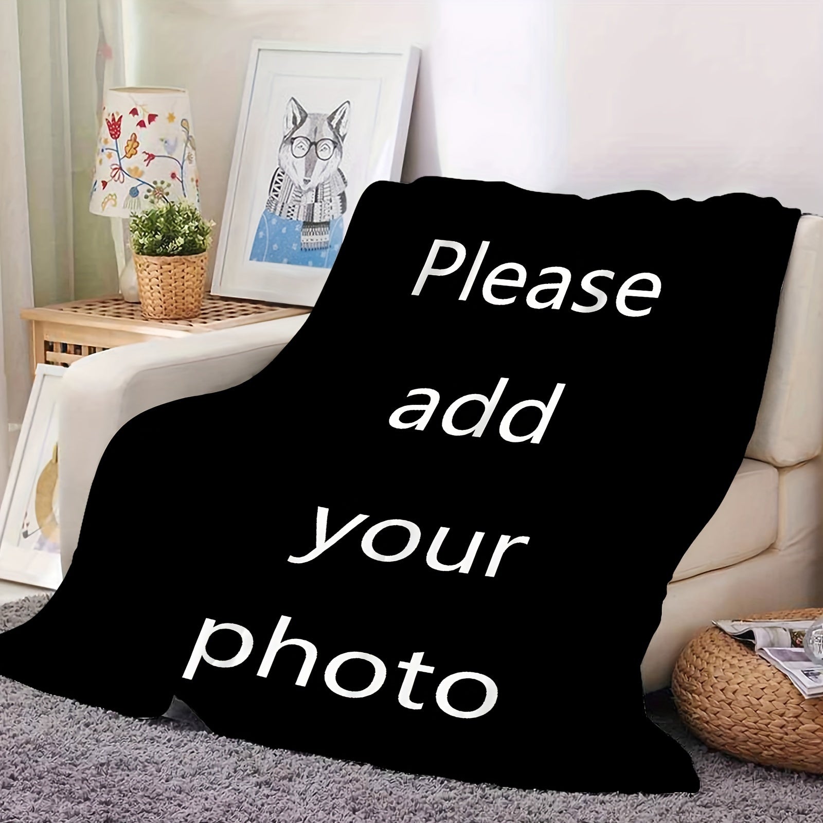 Personalized Polyester Flannel Fleece Blanket with Photo, Soft Cozy Throw for Home or Gifting