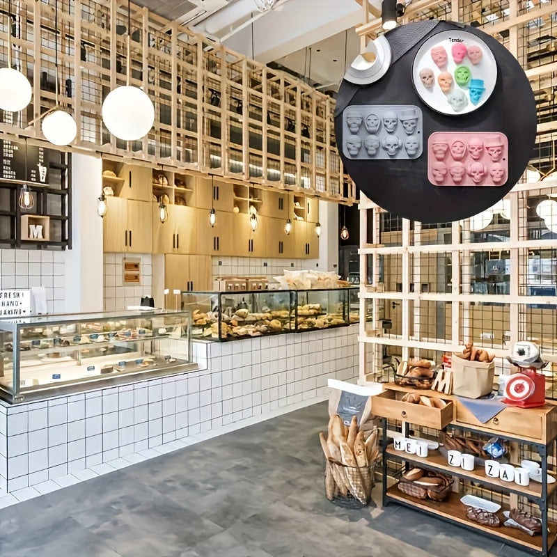 Skull Silicone Mold Tray 8 Cavities for Chocolate Cake Jelly Ice Cubes