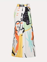 Plus Size Women's Geometric Print High Waist Skirt with Pockets