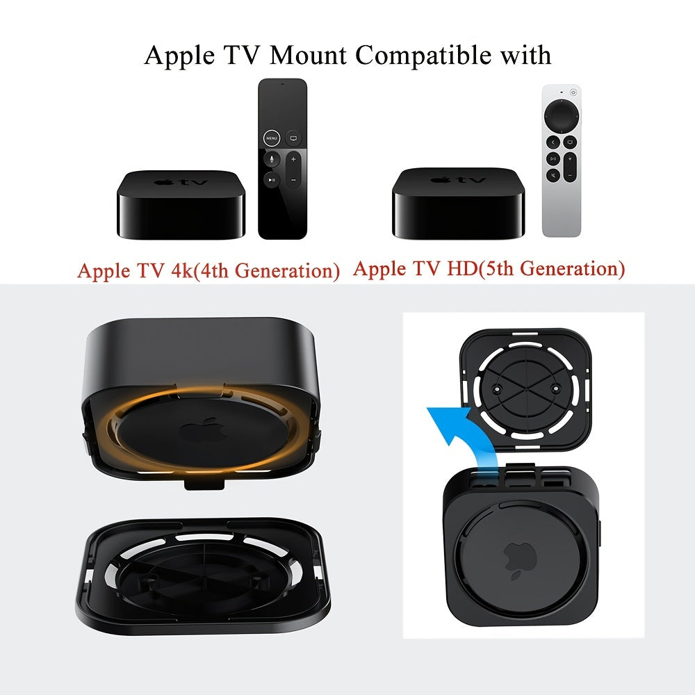 Wall-Mounted TV Rack for Apple TV 4K and HD Secure Anti-Theft Holder