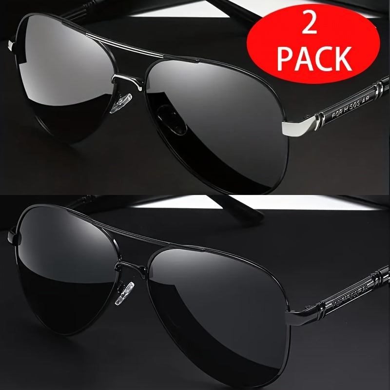 Набор из 2 универсальных поляризованных зеркальных солнцезащитных очков для езды на открытом воздухе и путешествий