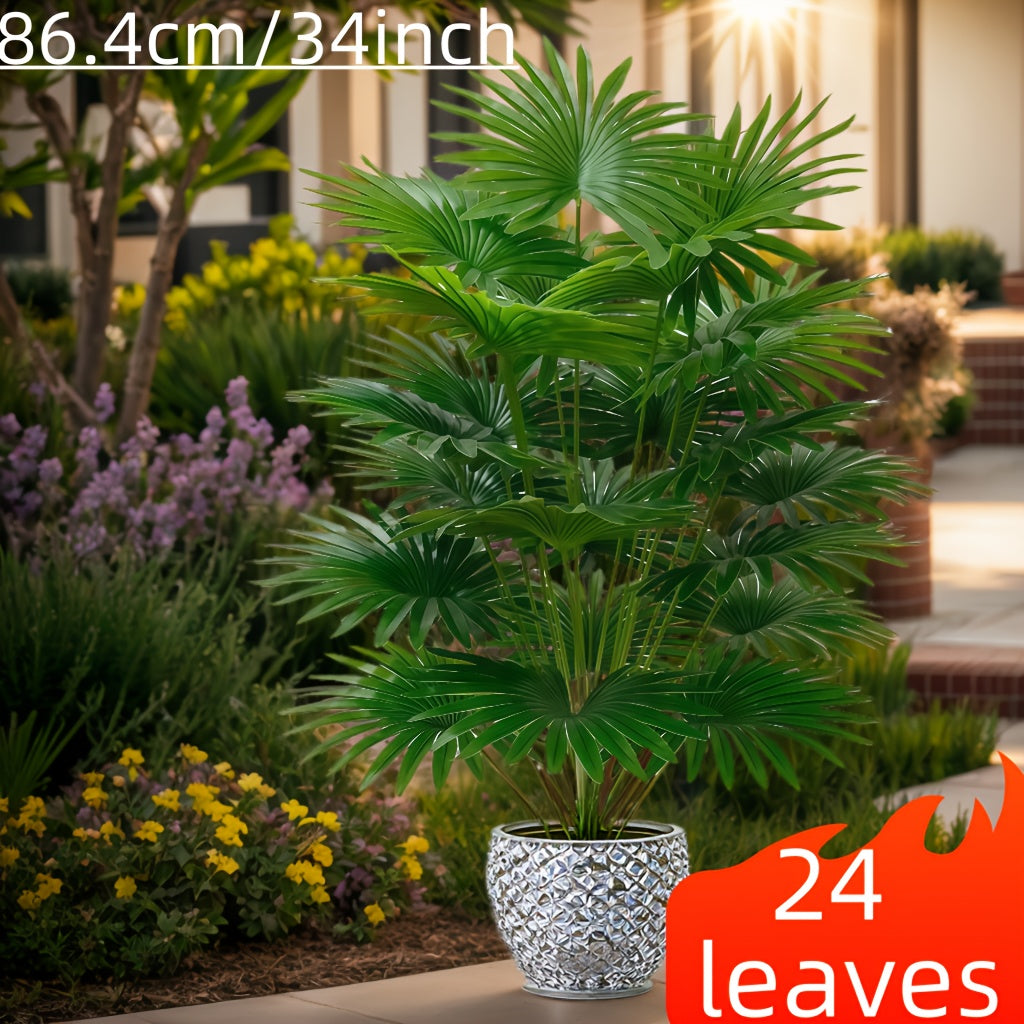 Palmera artificial con 24 hojas grandes para decoración de jardín, hogar y oficina