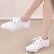 Women's Lace-Up Flats with Non-Slip PU Sole Casual Shoes Black All-Season